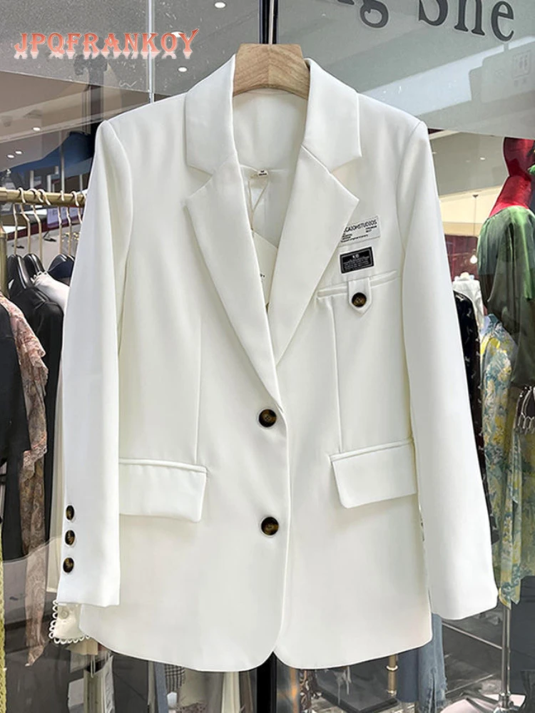 

[JPQF] Spring and Autumn Female Commuter Polyester Suit Jacket Female Korean Version Loose and Casual New Suit Jacket Jacket