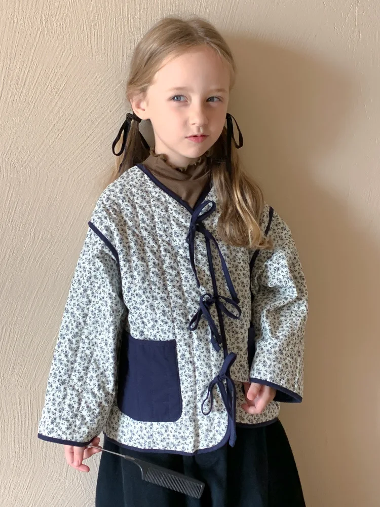 

HoneyCherry Winter New Girls Vintage Cotton-padded Clothes Fashion Floral Cotton-padded Clothes Coat