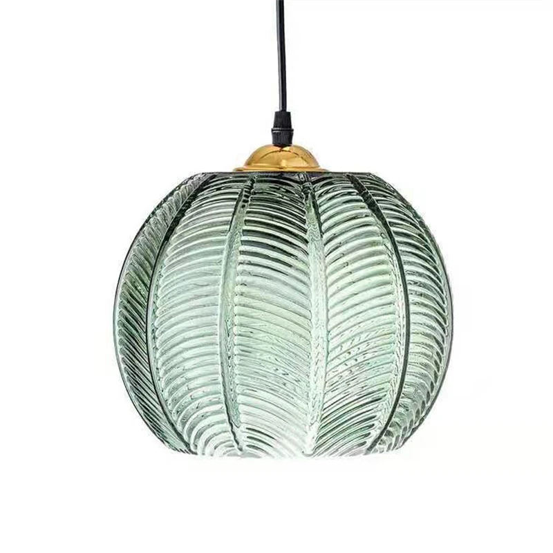 

Nordic LED Pendant Lights Modern Designers Green Tree Leaf Veins Glass Pendant Lamp for Living Room Bedroom Home Decor Lighting
