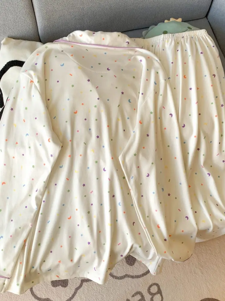 Sweet Plus size Pajamas Women Autumn and Winter Double-sided Sanding Dralon Girl Warm Homewear Two-piece Suit Can Be Worn out...