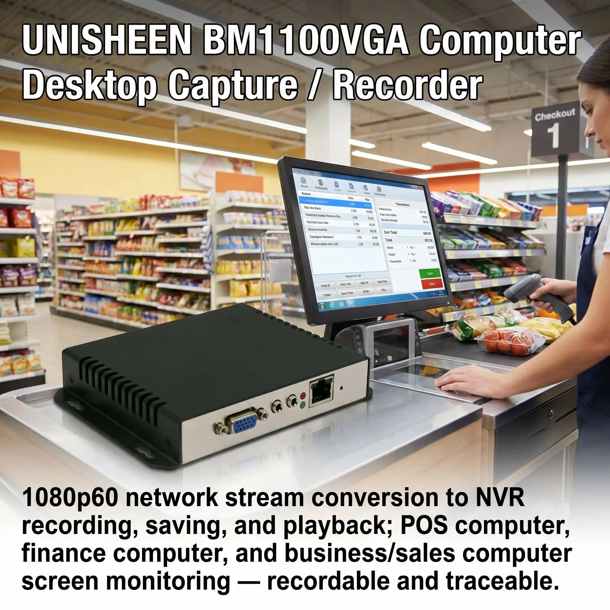Фото Видеокодер UNISHEEN BM1100 VGA для прямой трансляции, совместимый с WebRTC, NVR, RTSP, RTMP, SRT, ONVIF, UDP, YouTube, Facebook, Wowza, Vmix №1