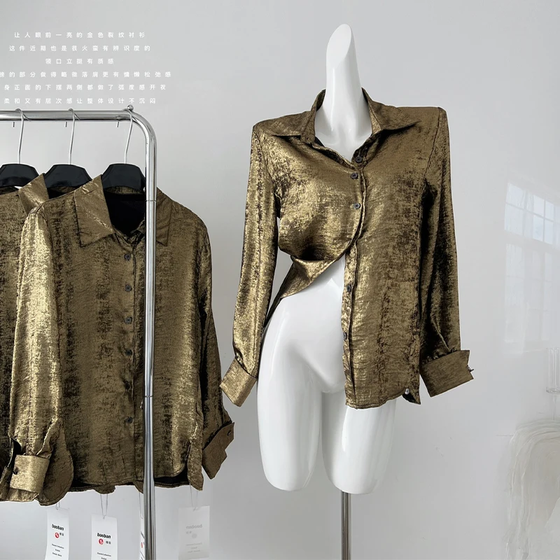 Женская рубашка в винтажном стиле Y2k с длинным рукавом