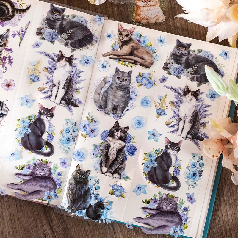 

Kawaii Cartoon cat stickers 6 Sheets Adhesive Diy Sticker Decorative Diary Album Scrapbooking material hand made Supplies