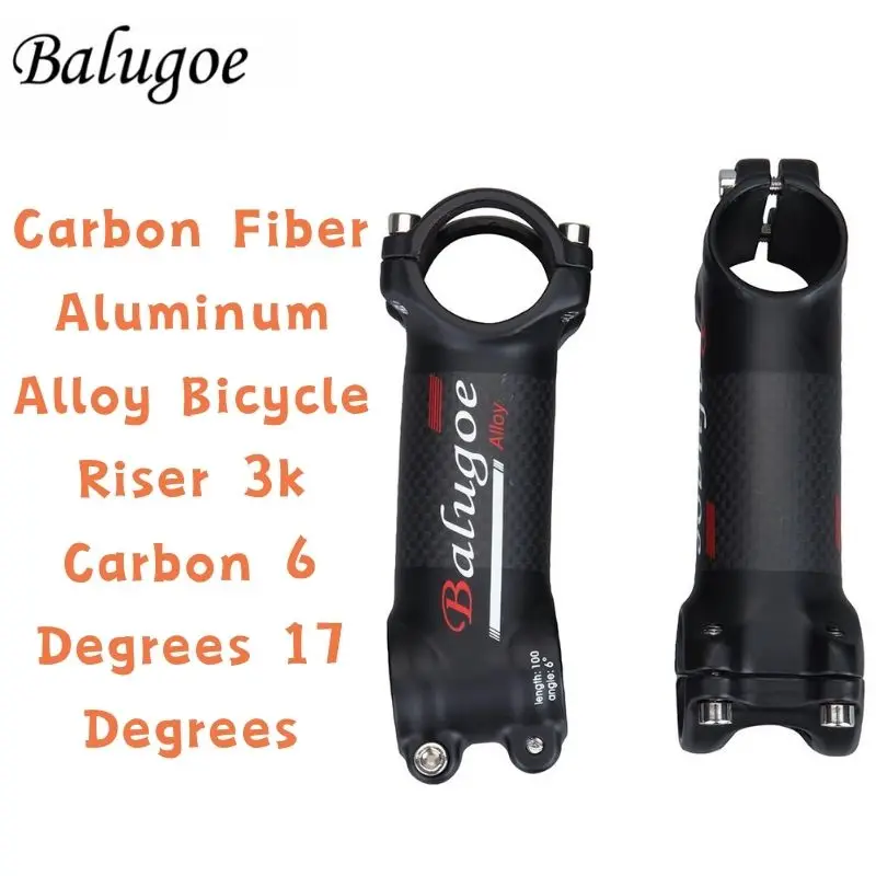 BALUGOE Carbon Fiber Aluminum Alloy Bicycle Riser 3k Carbon 6 Degrees 17 Degrees Mountain Bike Stem Bicycle Bar Frok Bike Parts