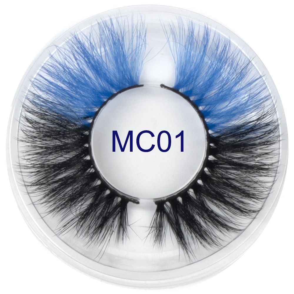 

Color False Eyelashes Fluff With 3D Colorful Real Mink Eyelashes Luxury Rainbow Colorful Natural witn box case wholesale