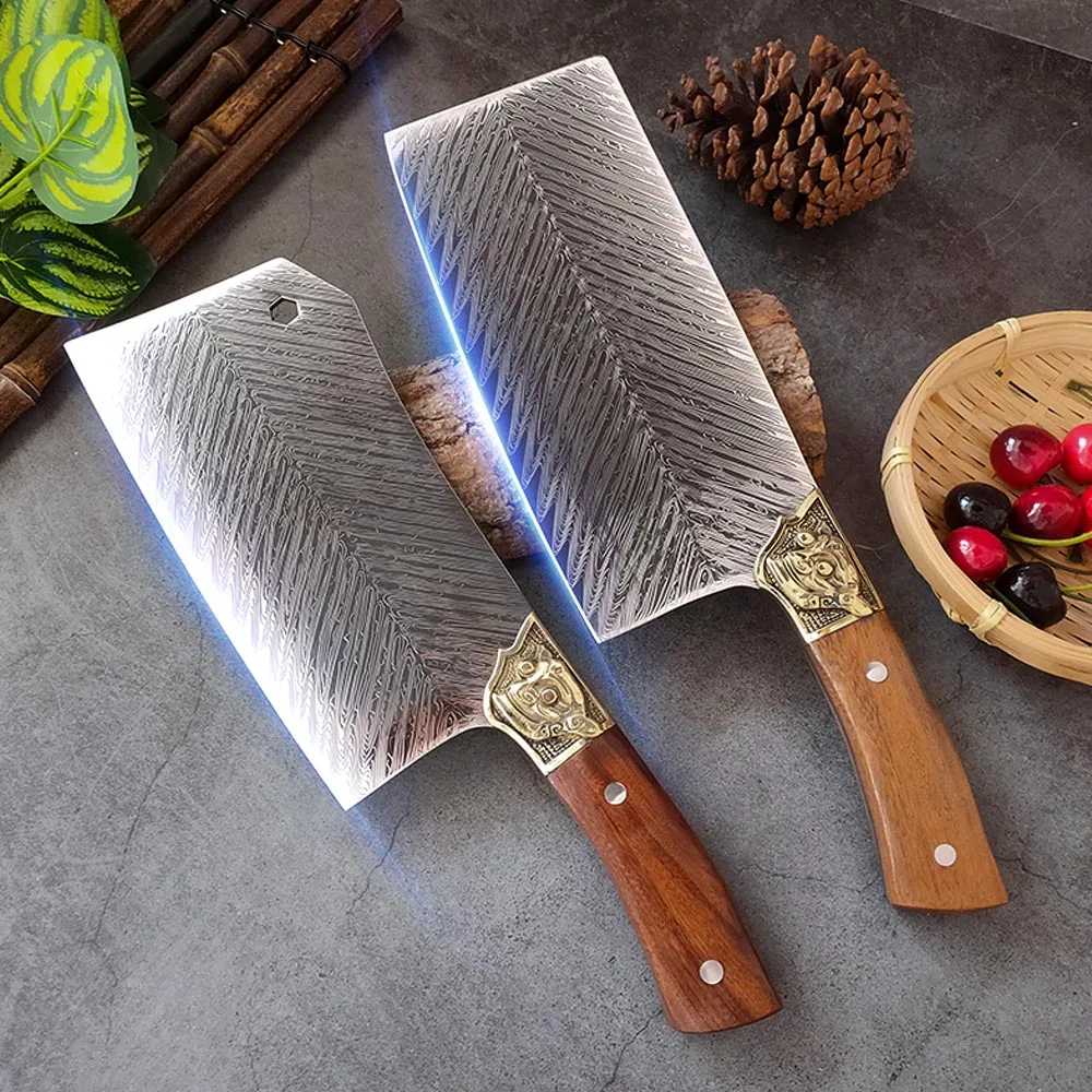 

8 Inch Utility Kitchen Knife 9CR18 Steel Butcher Knife Chef Knife Cutting Tool Meat Cleaver Knife With Wooden Handle