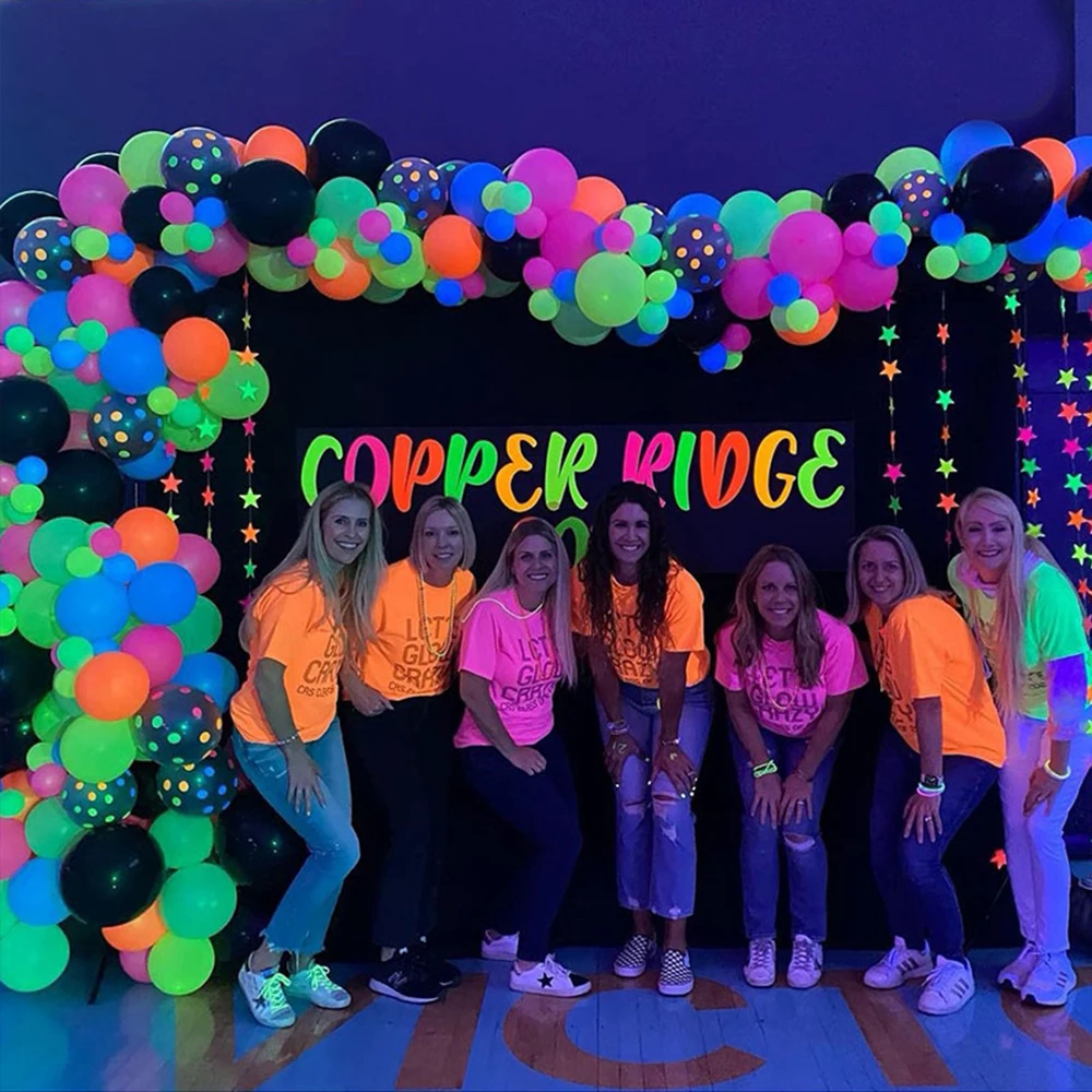 

Neon Glow Party Supplies Neon Balloon UV Tapes Birthday Banner Garland Glow Bracelets Lollipop Blacklight Party Decorarations