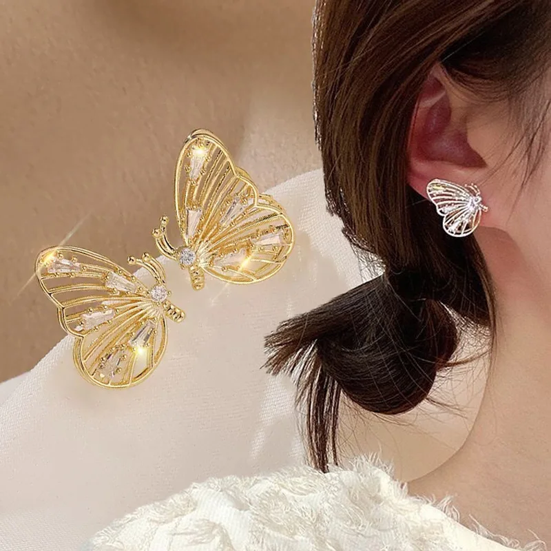 

Gold Color Hollow Butterfly Zircon Stud Earring