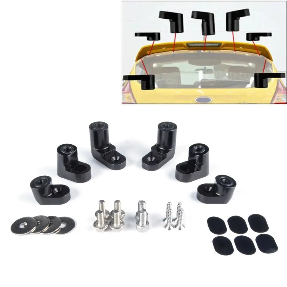 

Rear Wing Spoiler Riser Extender Kit Billet T-6061 Anodized Aluminum Bolt-on Black Fit for 13-18 Ford Focus ST