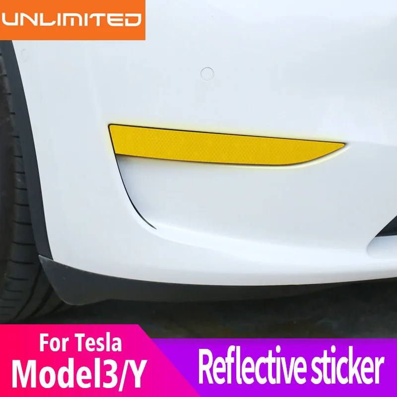 

Для Tesla Model 3 модели Y Светоотражающая наклейка для автомобиля противотуманная Лампа Ночная безопасность предупреждающая наклейка Внешнее украшение аксессуары
