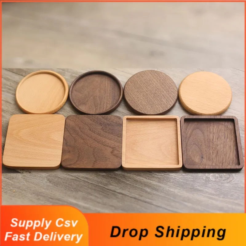

Round Wood Coasters Durable Heat Resistant Placemats Drink Mat Table Tea Coffee Cup Pad Non-slip Cup Mat Decor Insulation Pad