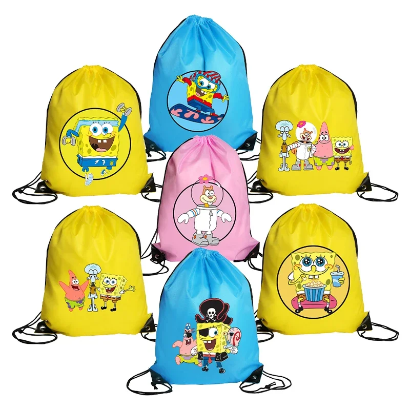 Детские Квадратные Штаны Губка Боб с карманами на шнурке мультяшный Рисунок