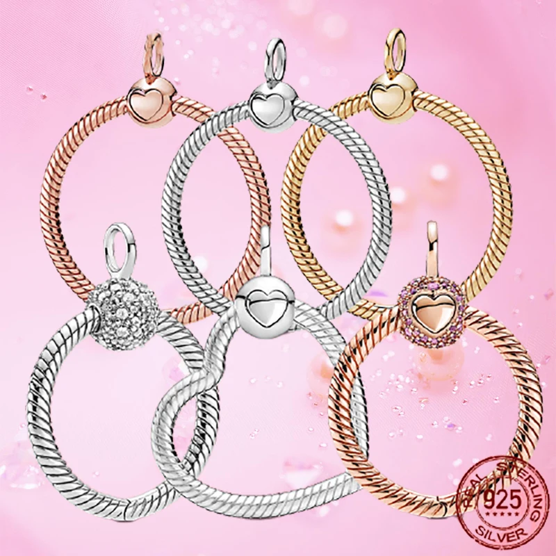 

925 Sterling Silver Pendant Exquisite Jewelry Pave O-shaped Pendant Suitable For Bracelets Beads Gift Making Ladies S925
