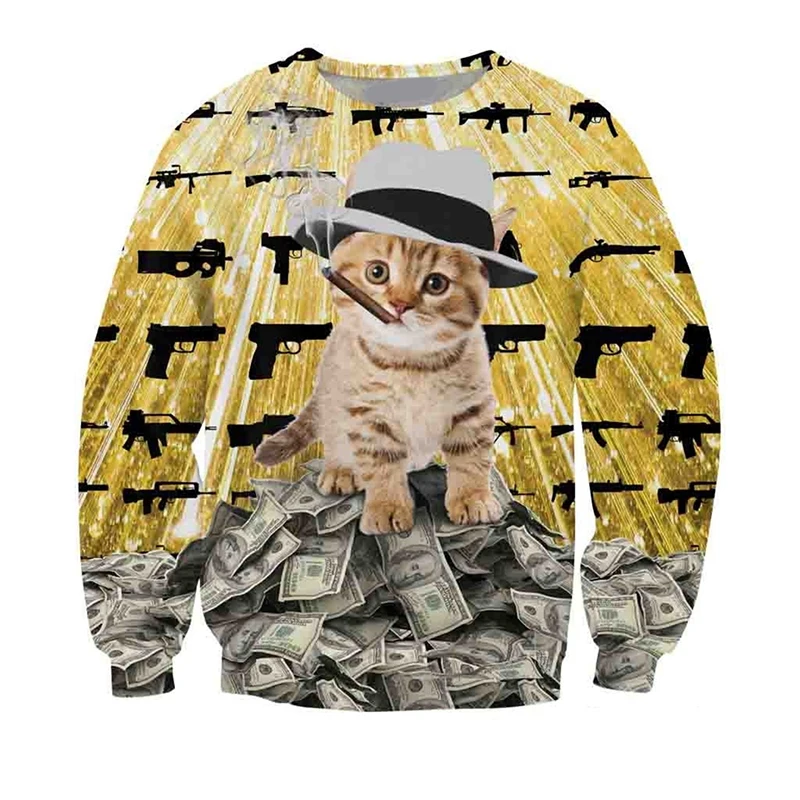 Забавный свитшот со звездным небом и котом для мужской одежды потрясающие