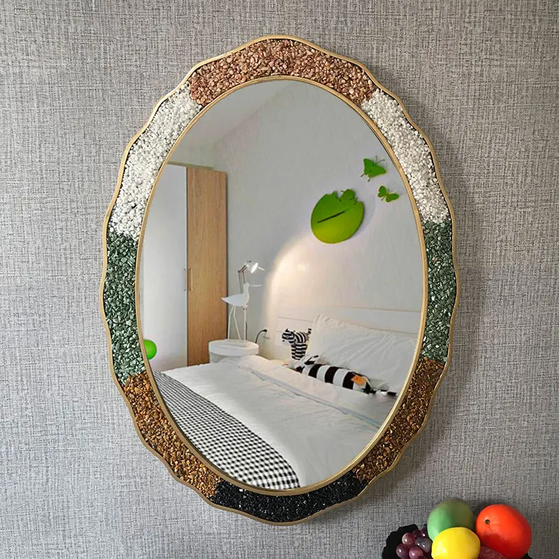 

Oval Wall Mirror Art Aesthetic Bedroom Compact Funky Bathroom Long Big Desk Dressing Table Mirror Desk Espelhos Home Decoration