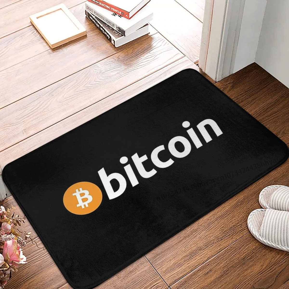 

Противоскользящий кухонный коврик с виртуальной валютой биткоина, черный Настенный Коврик для входной двери, домашний декор