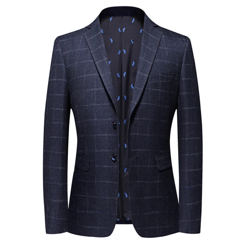 British's Style Vintage Plaid Blazer Men Casual Slim Fit Suit Jacket Single Button Business Social Blazer Plus Size 3XL Hombre