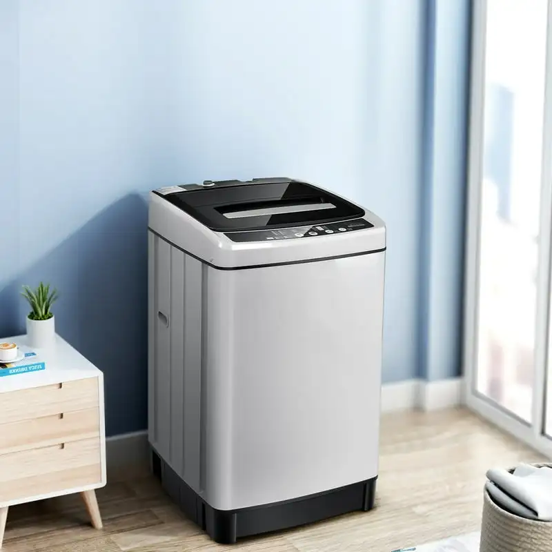 

11 lbs. Compact Full-Automatic Washing Machine Laundry Washer, Gray