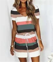 2022 summer new womens striped print jumpsuit