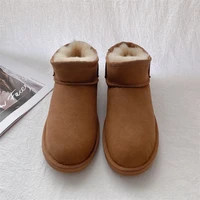 2022 new low cut sheepskin all in one snow boots womens shoes winter warm and non slip couple cotton boots slip on shoes