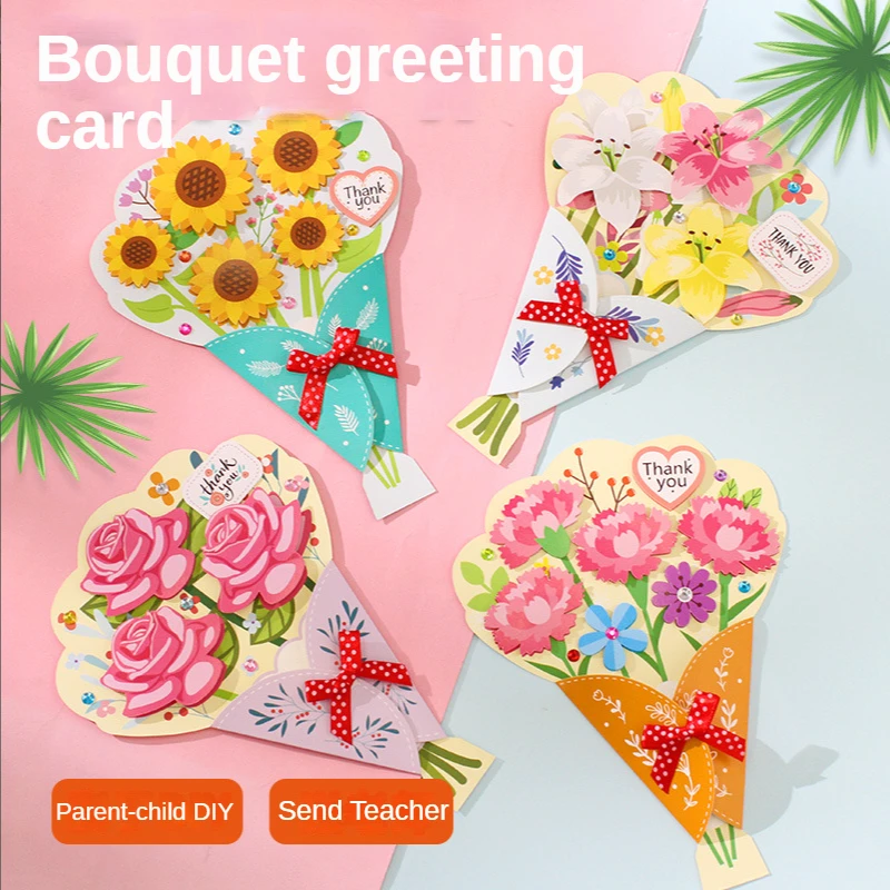 

DIY 3D букет поздравительная открытка Clorhing наклейки поделки для детей набор для рукоделия Развивающие детские игрушки для девочек/мальчиков подарки