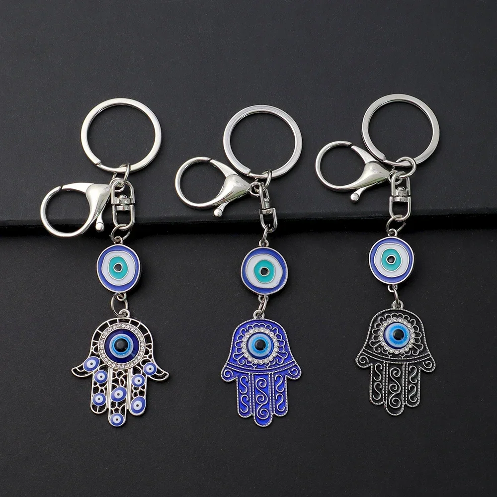 Модный полый синий брелок от сглаза Lucky Fatima Hamsa ручной для женщин и мужчин сумка