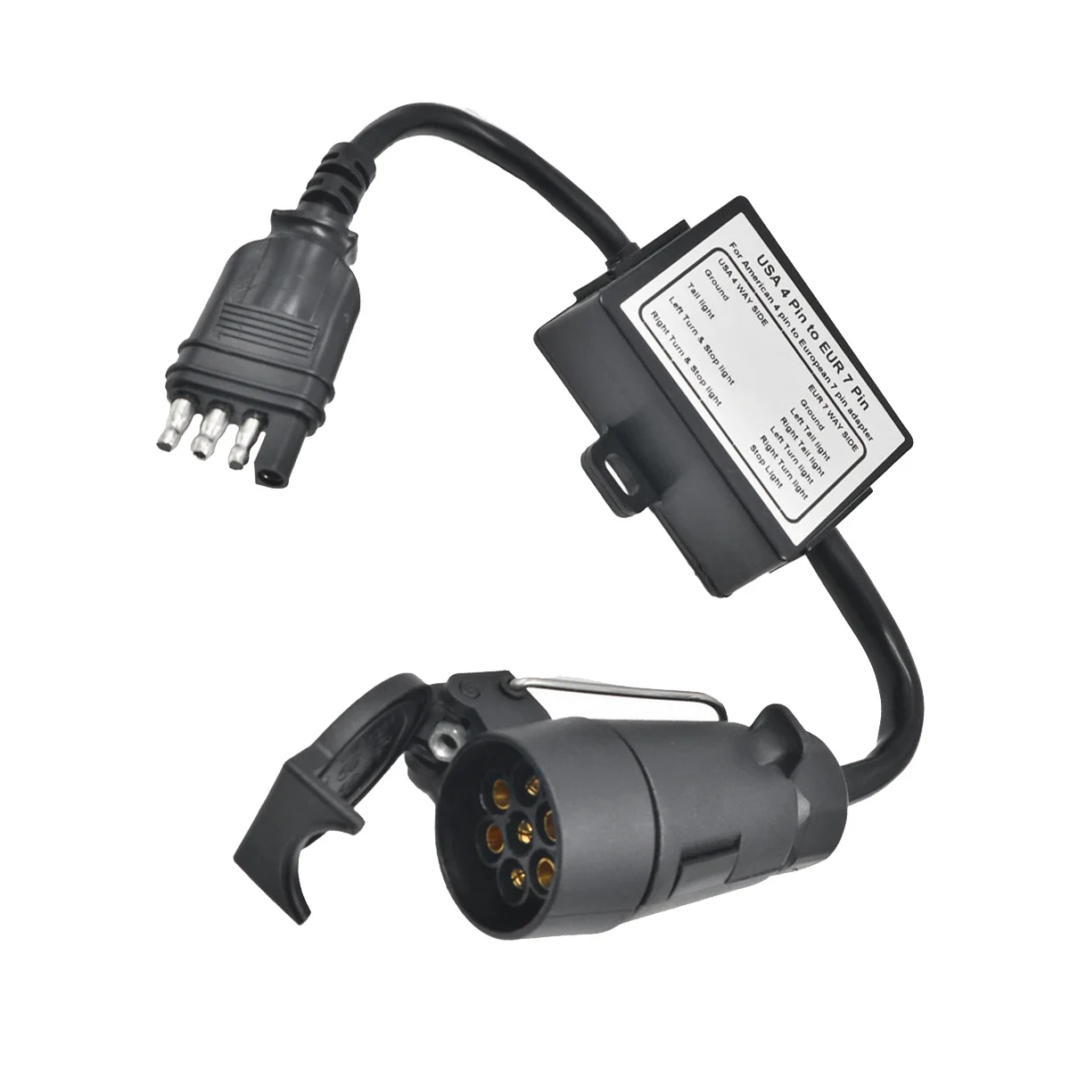 

Trailer Connector USA 4-Pin Flat Plug to European7-Pin Connector 4 to 7 Trailer Light Converter Circuit Adapter