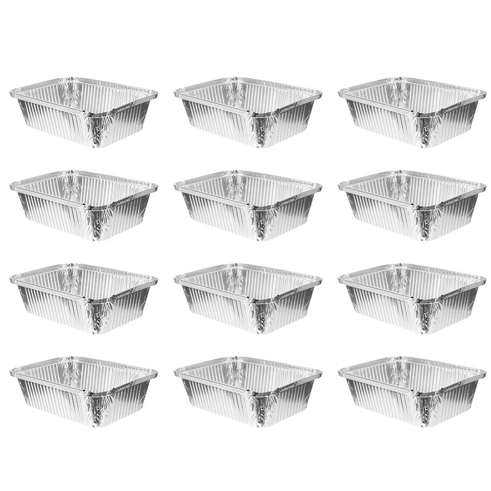 

50 Pcs Tin Box Food Containers Lids Roaster Pan Thicken Takeaway Packing To-go Aluminum Foil Barbecue