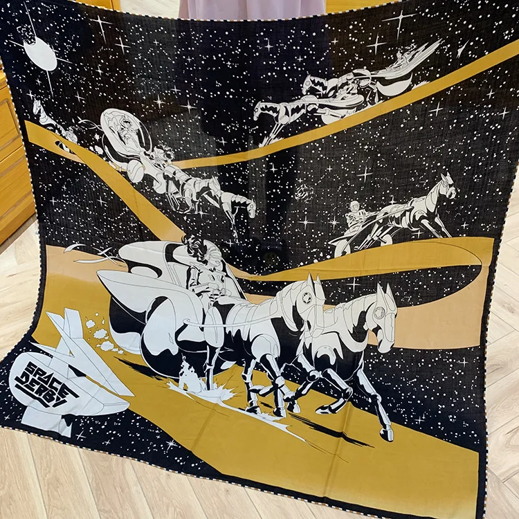 

Winter Female Scarf Space Racehorse Designer Cashmere Scarves 135cmSilk Wool Large Square Scarf Shawl Pashmina Women's Stole