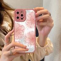 flower bud phone case for iphone 11 12 13 pro max pink flowers for iphone 7 8 plus se2 x xs xr back shockproof cover funda shell