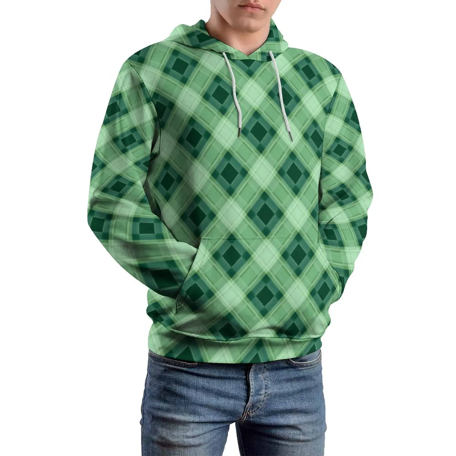 

Abstract Geo Print Casual Hoodies Men Checkered Plaid Elegant Hooded Sweatshirts Winter Long Sleeve Street Wear Oversized Hoodie