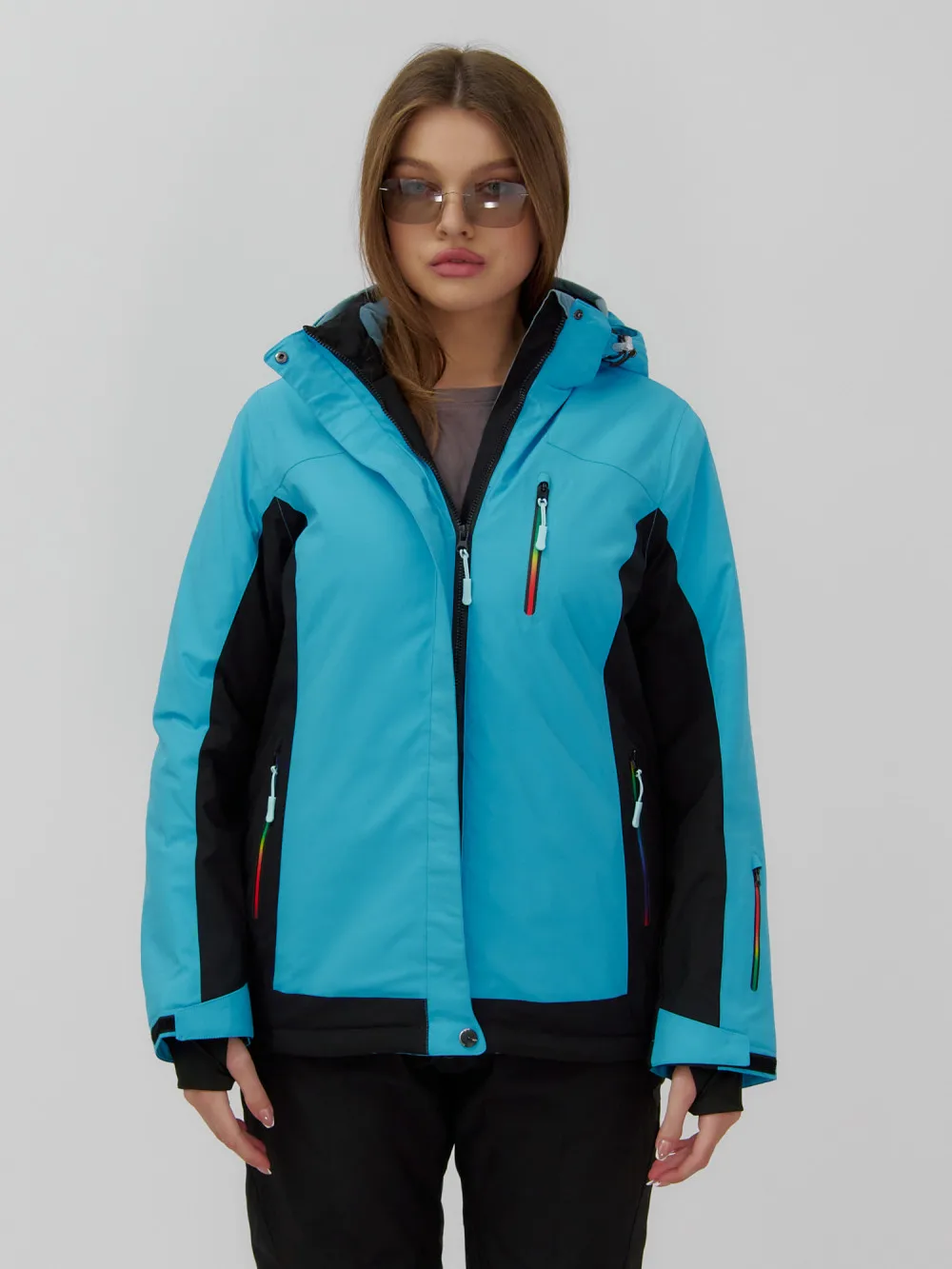 Горнолыжная куртка женская зимняя синего цвета 027S |