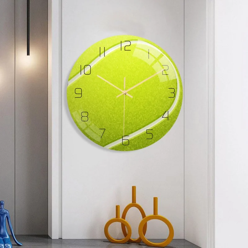 

[Wall Decor] Cc121 Tennis Wall Clock Sports Ball Wall Clock Acrylic Material Noiseless Movement Bedroom and Living Room Decorati