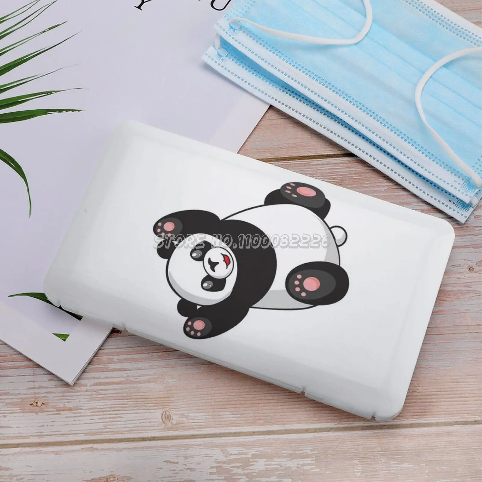 Cute Panda Mask Storage Box Protection Dustproof Moistureproof Damp-Proof Case Ramen Foodie Grizz Ice Bear We Bare Be |