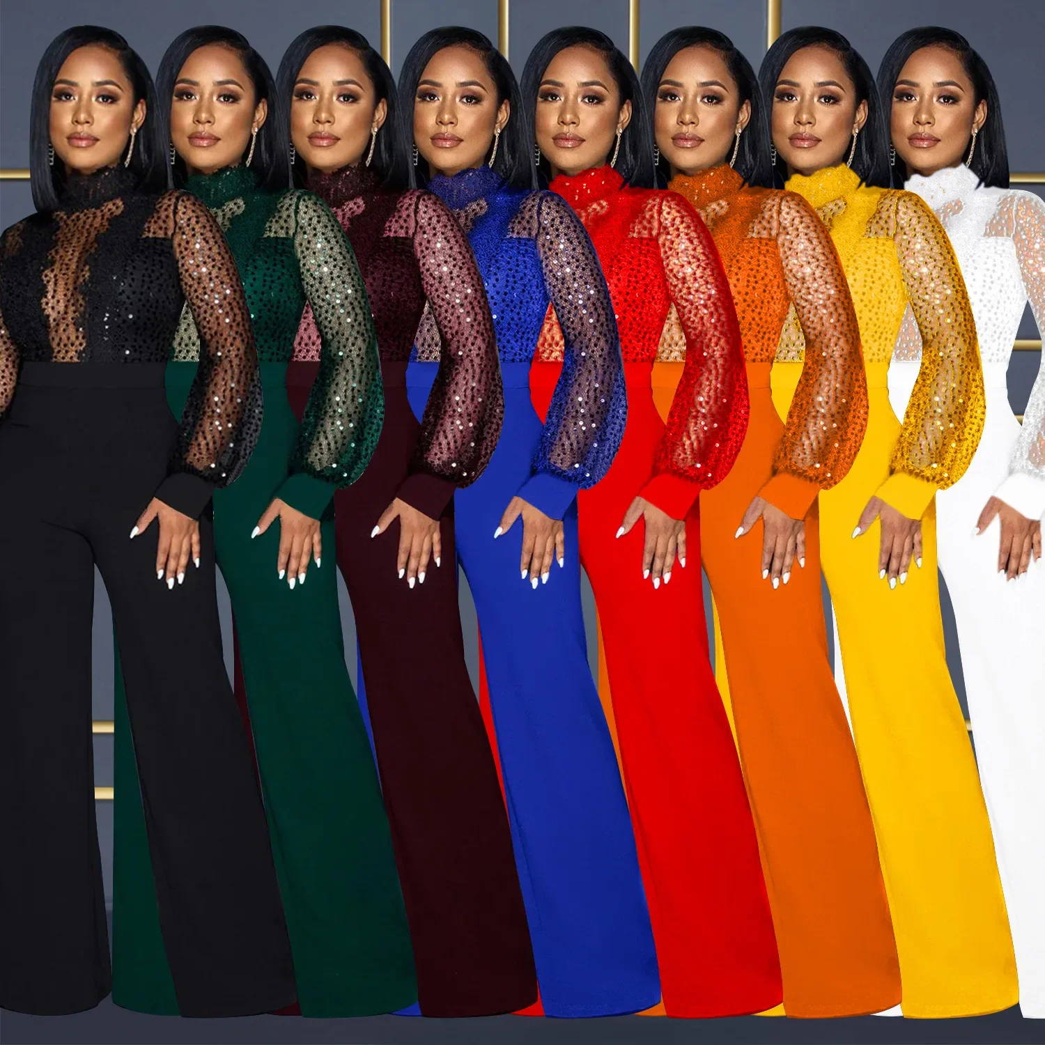 Модная женская одежда свободные широкие комбинезоны с длинными рукавами