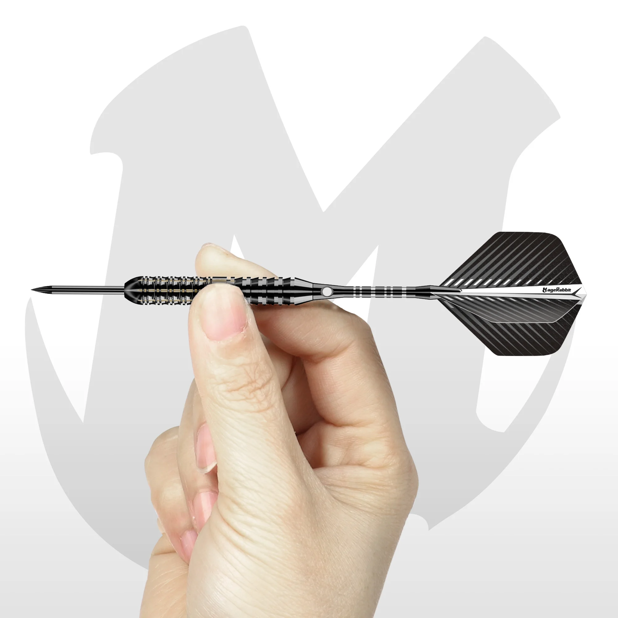 Фото Набор дротиков MageRabbit Pro 21g со стальными наконечниками, 3 шт. |   Латунные баррели, алюминиевые стержни, профессиональные перья, точилка, подарочный футляр №5