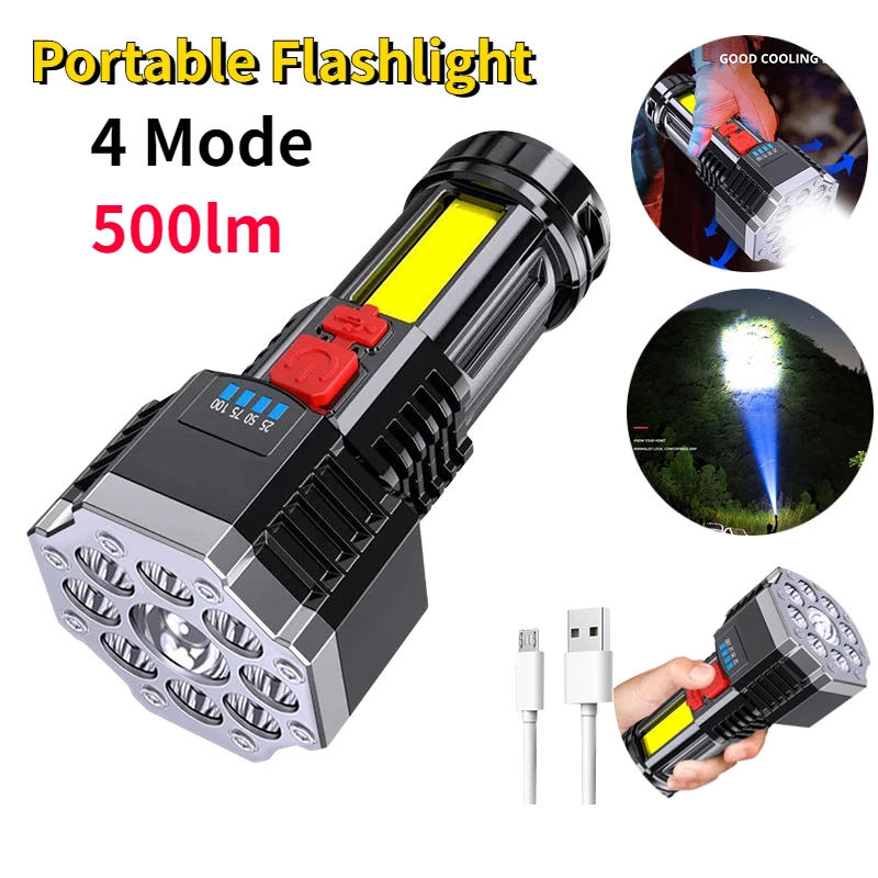 

9 светодиодов + COB портативная вспышка Cob боковой светильник легкий вес светильник зарядка через USB фонарь для кемпинга светильник ильник для...