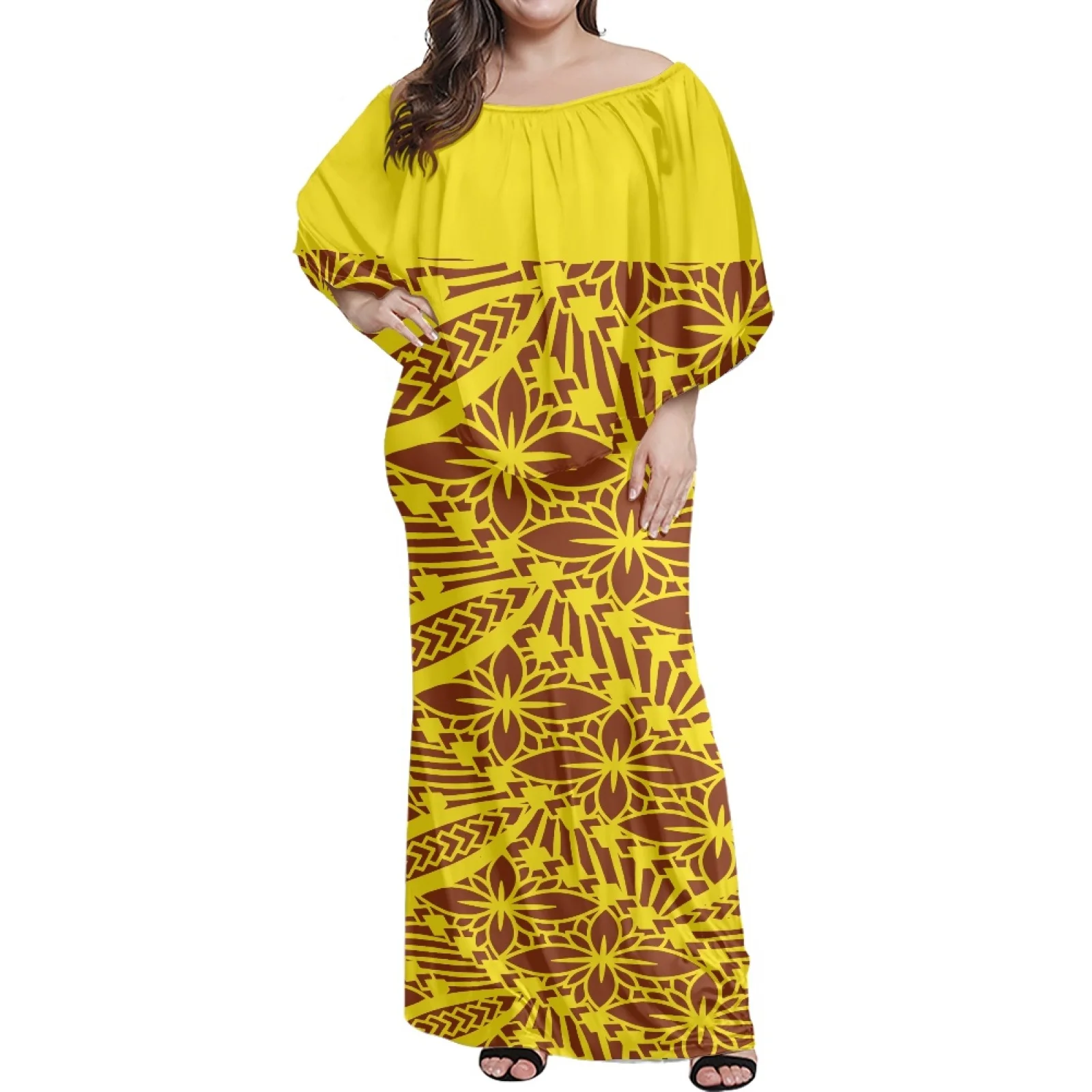 

Полинезийское этническое летнее платье высокого качества с принтом тату Самоа тотем, роскошная элегантная накидка с открытыми плечами