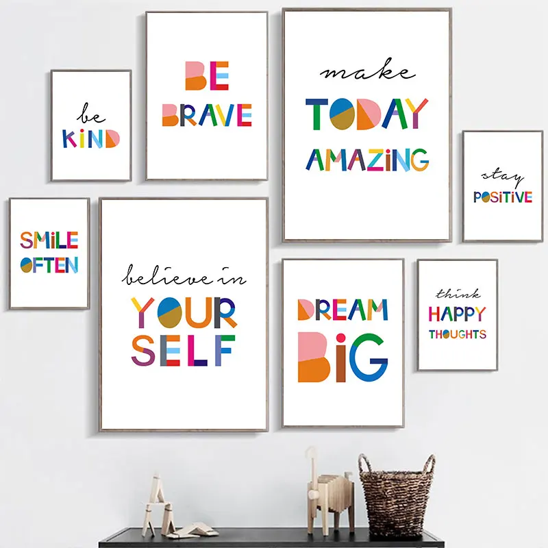 

Colorful Inspirational Words Painting on Canvas Print Modern Wall Decorative Poster for Living Room Bedroom Nordic Home Decor