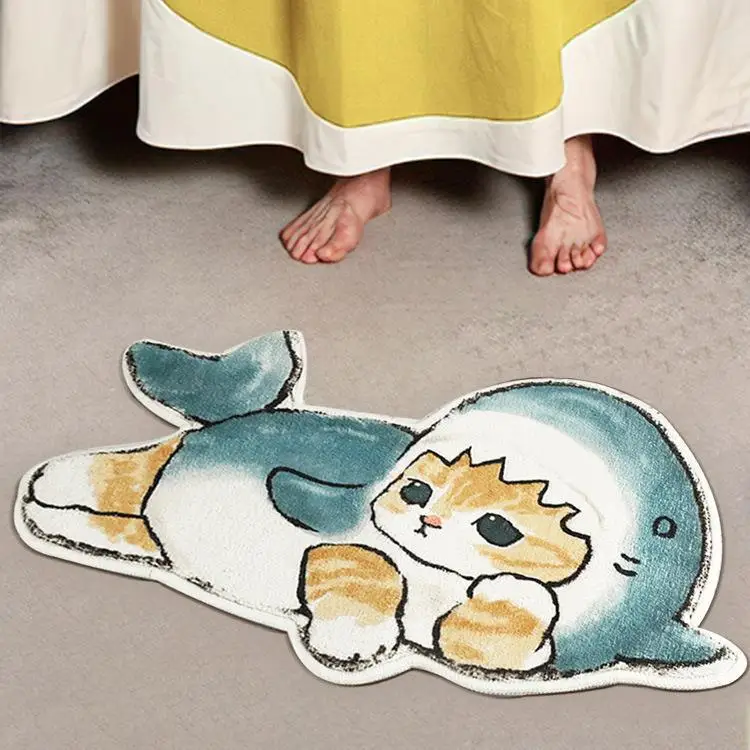 

Cute Cartoon Imitation Cashmere Carpet Bathroom Absorbent Floor Mat Bedroom Anti-skid Bedside Blanket Entrance Door Mat