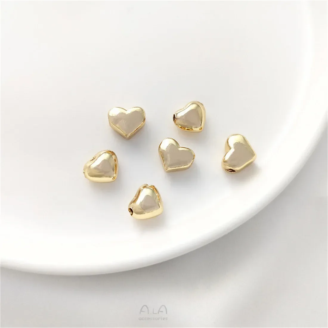 14-каратное золото со сквозным отверстием персиковое сердце отдельные отверстия