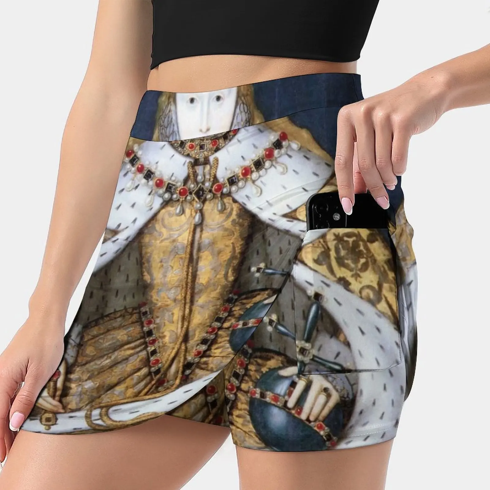 

Elizabeth I Coronation Portrait Women's skirt With Hide Pocket Tennis Skirt Golf Skirts Badminton Skirts Running skirts England