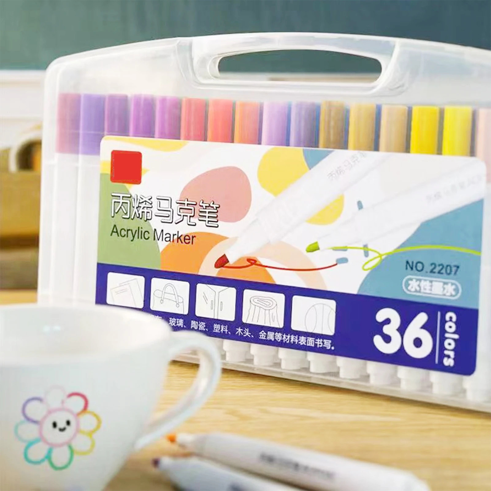

12 Pens Color Acrylics Paint Markers Water Resistant Not Fade For Glasses
