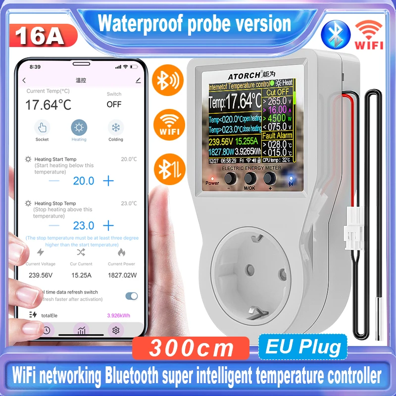 

ATORCH Умный термостат розетка 16A