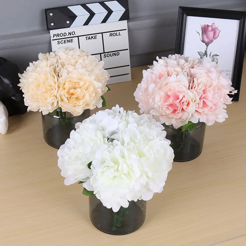 

5 Heads/ Bouquet Artificial Peony Flowers Home Decor Silk Fake Flower Peonies artificial flowers for Wedding DIY decoration