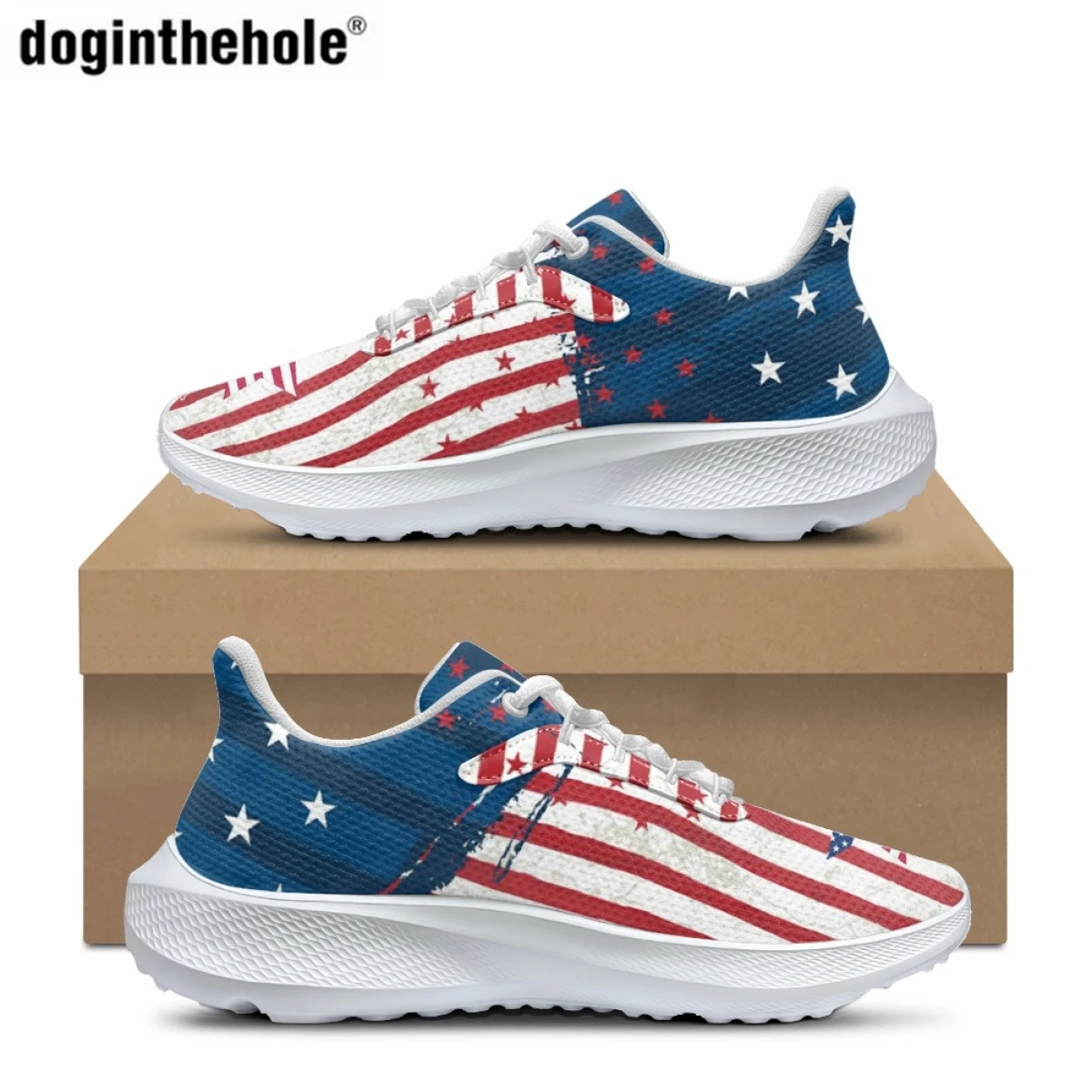 Hot American Flag Print Basketball Shoes
