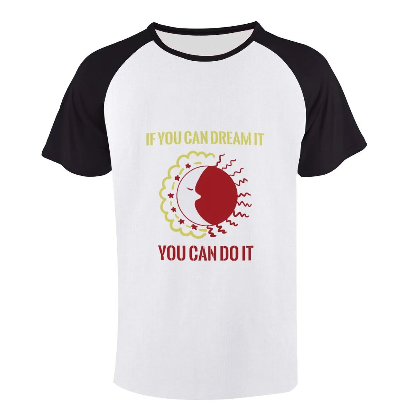 

100% Cotton O-Neck Raglan T Shirt Men's Short Sleeve Sun Moon T-Shirt