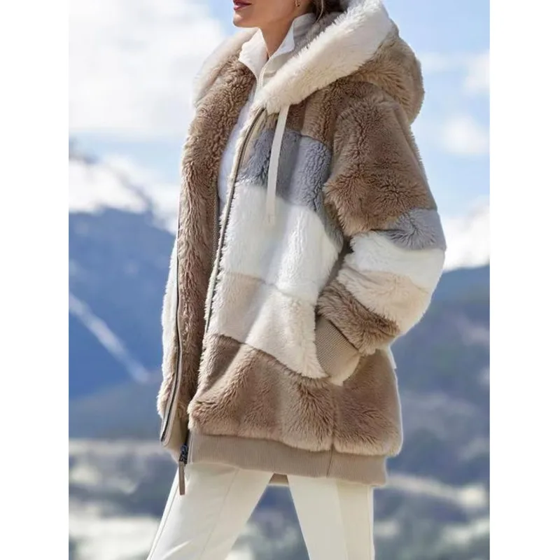 Casual Woman Coat Fur Coat 2022 Women Winter Oversize Long Teddy Jacket Warm Thick Fleece Faux Fur Coat Plush Teddy Coat