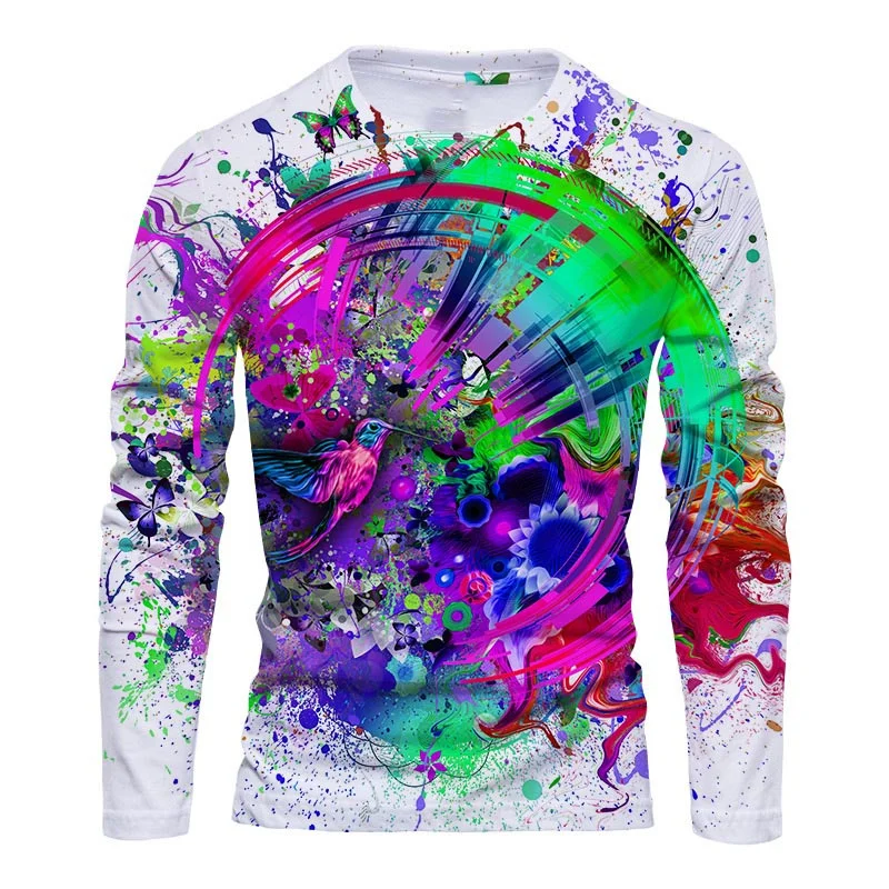 

3D Aat Graffiti Pattern Graphics Long Sleeve T Shirt Men Women Chilren Clothing O Neck Harajuku Streetwear Baggy Tees Breathable
