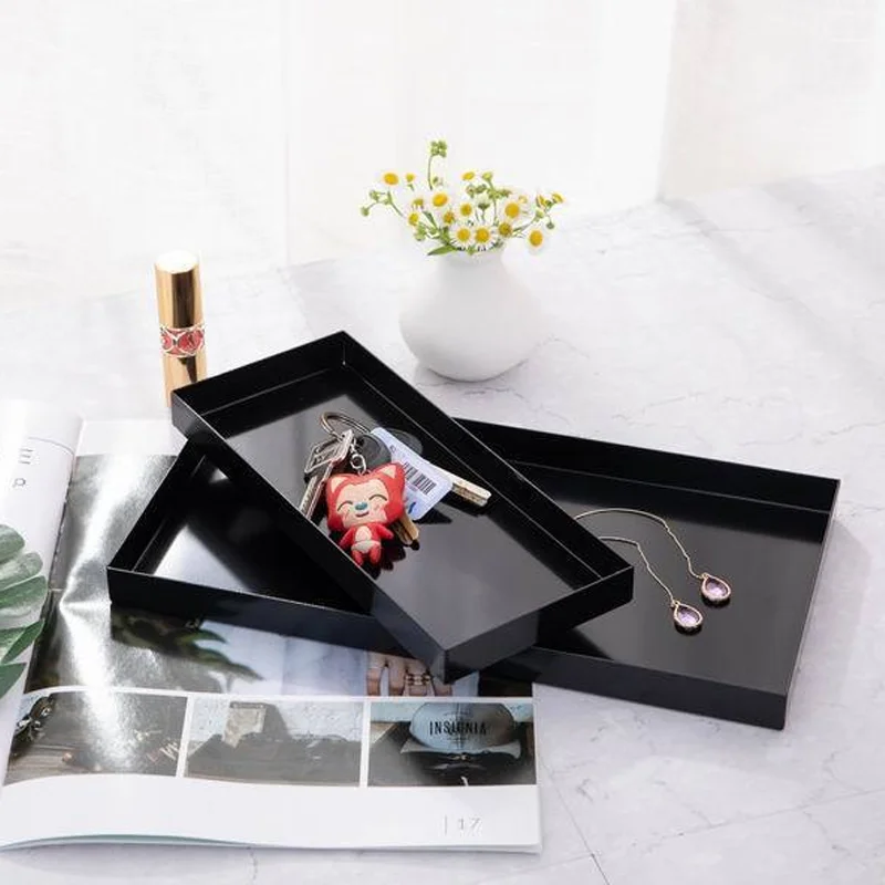 

Black Metal Iron Storage Tray Desktop Living Room Home Decoration Storage Tray Jewelry Storage Box Makeup Storage trinket tray